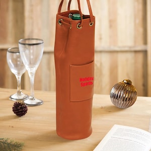 Personalisierter Heat Transfer Name Luxus Elegante Leder Weintasche mit Henkeln Wiederverwendbar Party Event Weinträger Tasche Single Bottle WeinTasche