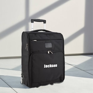 Aangepaste gepersonaliseerde warmteoverdracht borduursel naam opvouwbare wielen ruime reizen heavy duty reisbagage w / sterk handvat