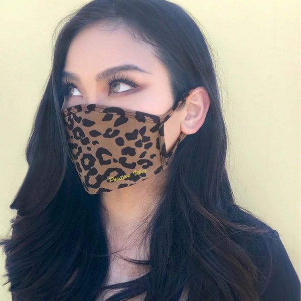 High End Leopard Zebra Personalized Name Heat Transfer Soft Fabric Washable Reusable Style Modern Fashion Face Fask Anti Dust & Pollution
