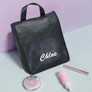 Black Elegant Luxury Executive Leather Personalized Custom Name Wedding Christmas Anniversary Bachelorette Gift For Her Him Organizer Bag