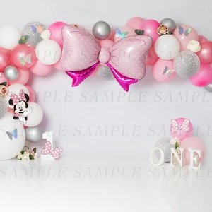Balloon Digital Backdrop, Smash Cake Digital Backdrop, Boy Birthday Digital Backdrop, Minnie Mouse for Photoshop!