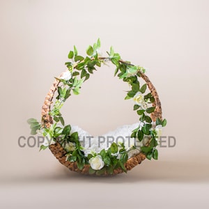 Panier floral numérique pour nouveau-né