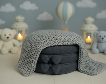Blue Hot Air Balloon Newborn Backdrop | Boy Photo Prop (Digital Download)