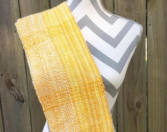 Handwoven Handspun Natural Handdyed Yellow 100% Wool Scarf