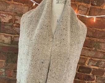 100% Merino Wool Donegal Ireland Tweed & Cream Handwoven Scarf