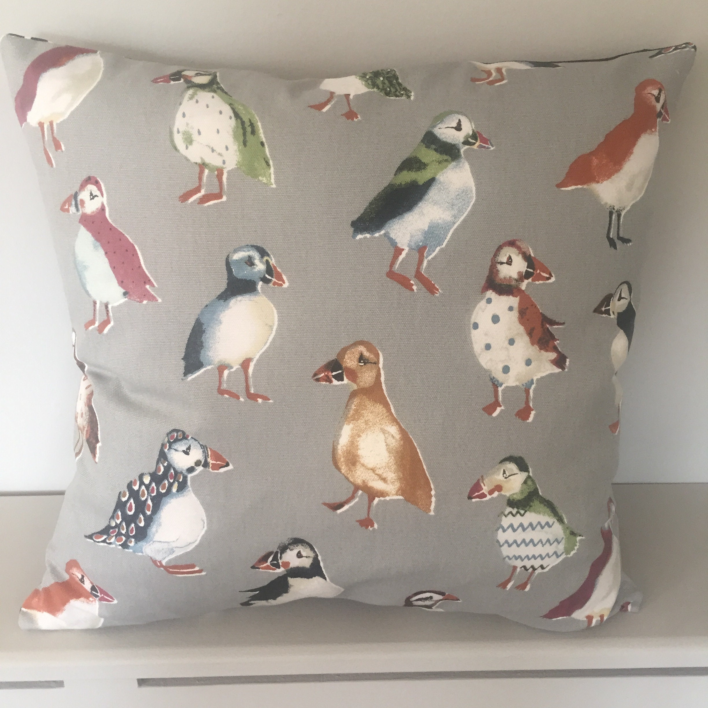 Puffin cushion cover 3 styles Etsy