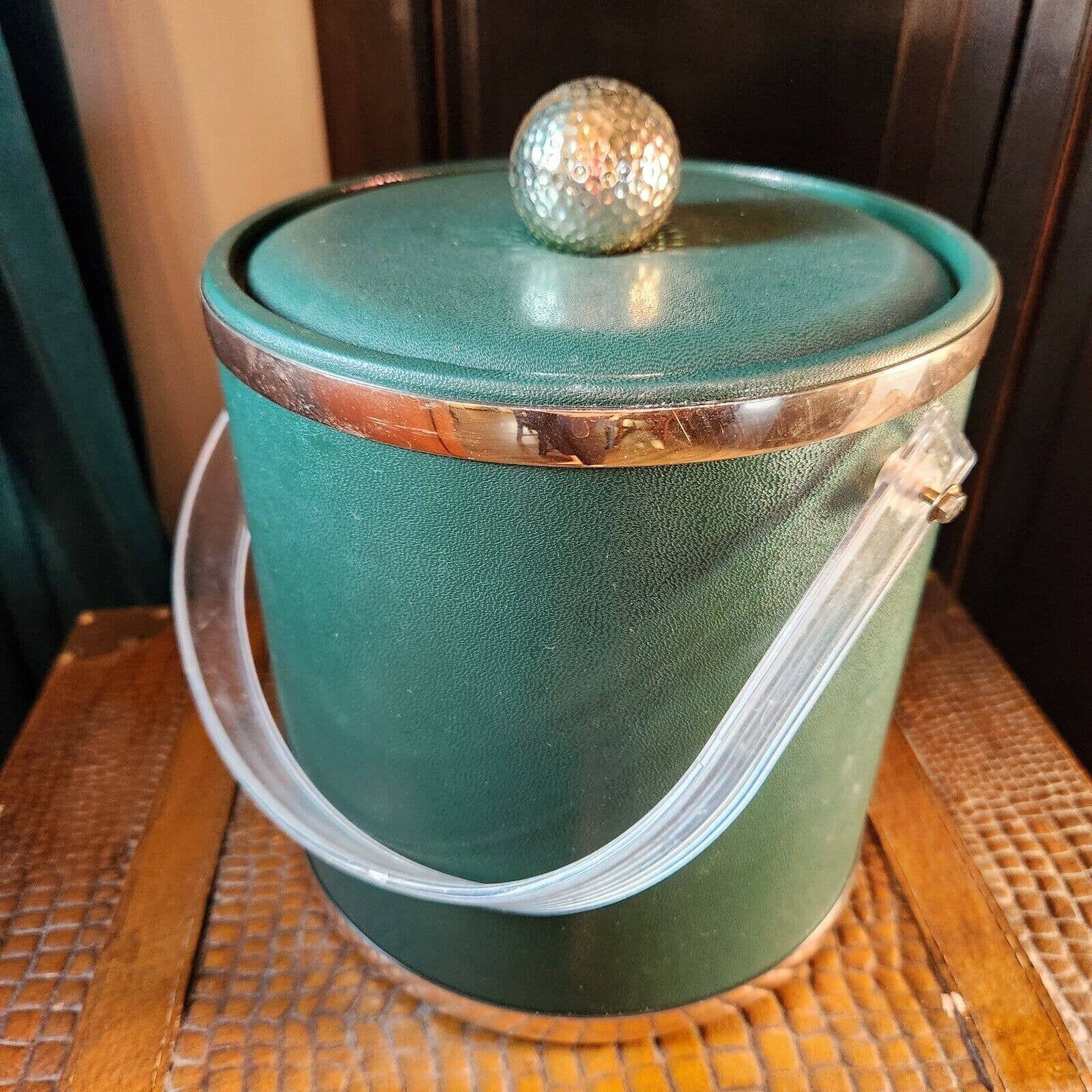 Vintage molded plastic golf ball ice bucket, 1970