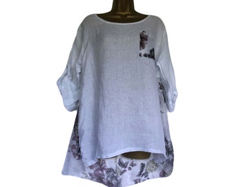 Sevello Clothing Womens Italian Lagenlook Dandelion Flower Linen Dress 10-18 One Size
