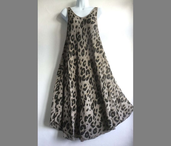 Lagenlook Stretchy Cotton Lightweight Animal Print Dress One | Etsy