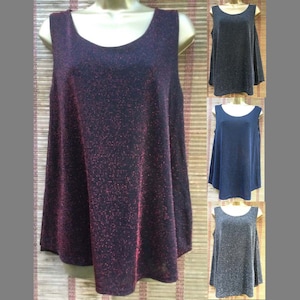 Lagenlook Sparkle Glitter Party A-Linie Ärmelloses Top Einheitsgröße UK 12-16