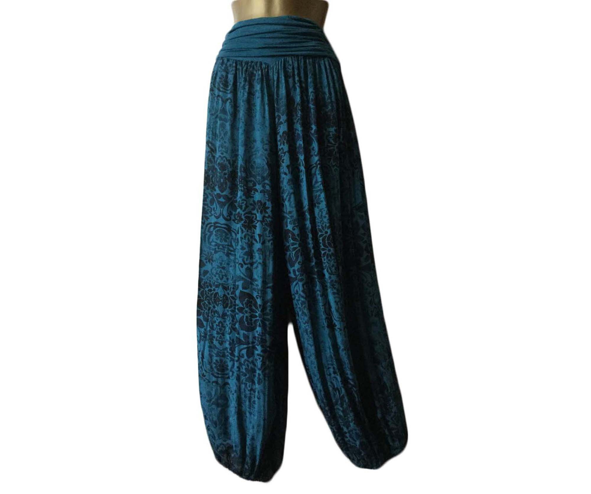 Lagenlook Quirky Boho Floral Print Loose Fit Yoga Harem Pants Trouser…