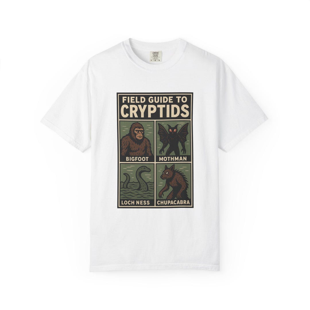 Field Guide to Cryptids T-shirt - Cryptid Shirt Featuring Bigfoot ...