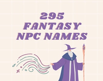 295 nombres de personajes de fantasía para DnD / Lista de nombres de personajes únicos de D&D / Recurso de rol de Dungeon Master imprimible