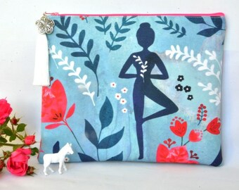 Yoga Zipper Pouch, Yoga design zipper pouch, Yoga jewellery bag, yoga Gift Idea, meditation gift