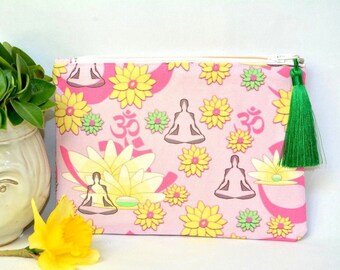 Yoga Zipper Pouch, Yoga design zipper pouch, Yoga jewellery bag, yoga Gift Idea, meditation gift