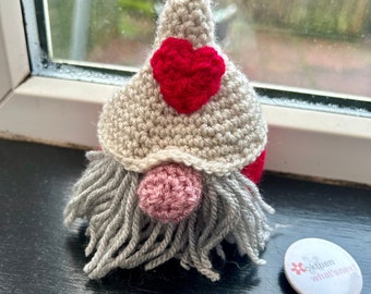 Valentine’s Gonk Desk Buddy, Gnome with Heart, Home Decor, Crochet