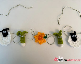 Guirnalda de ganchillo para el Día de San David con temática galesa, decoración de primavera y Pascua