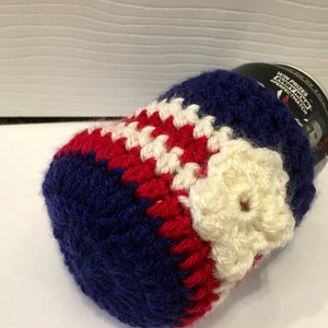 Red, White & Blue USA Patriotic Coffee / Can Cozie, crochet, handmade image 5