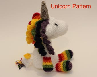 PDF Rainbow Unicorn Crochet Pattern, Instant Download