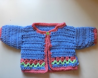 Preemie / Premature Baby Tulip Cardigan, Handmade Crochet for Tiny Baby Charity Listing