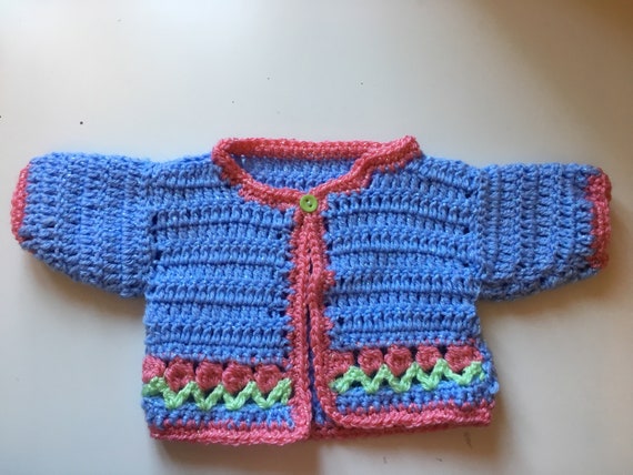 Crochet premature baby cardigan sale