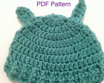 PDF Yoda Hat Crochet Pattern for Newborn Baby-3 Months, Instant Download