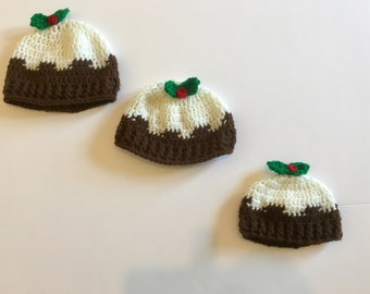 Christmas Pudding Hat for Baby, Various Sizes, Handmade, Crochet, Newborn, 0-3 months & 3-6 months