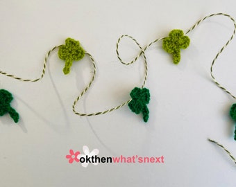Crochet Shamrock Mini Bunting / Garland, Decoration, St Patrick’s Day / Party / Irish Decor