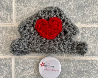 Cat or Small Dog Hat, Grey with Heart, Valentine’s Day, Cat or Dog Accessory