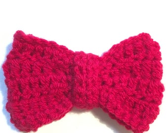 Red Cat or Dog Crochet Bow Tie for Collar, Pet Bow Tie