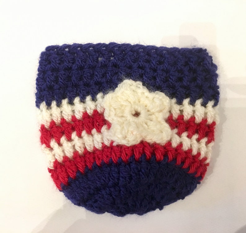 Red, White & Blue USA Patriotic Coffee / Can Cozie, crochet, handmade image 4