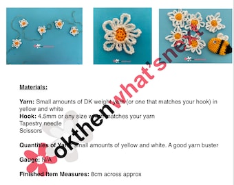 PDF Patrón de ganchillo Quick Daisy Appliqué, Descarga instantánea