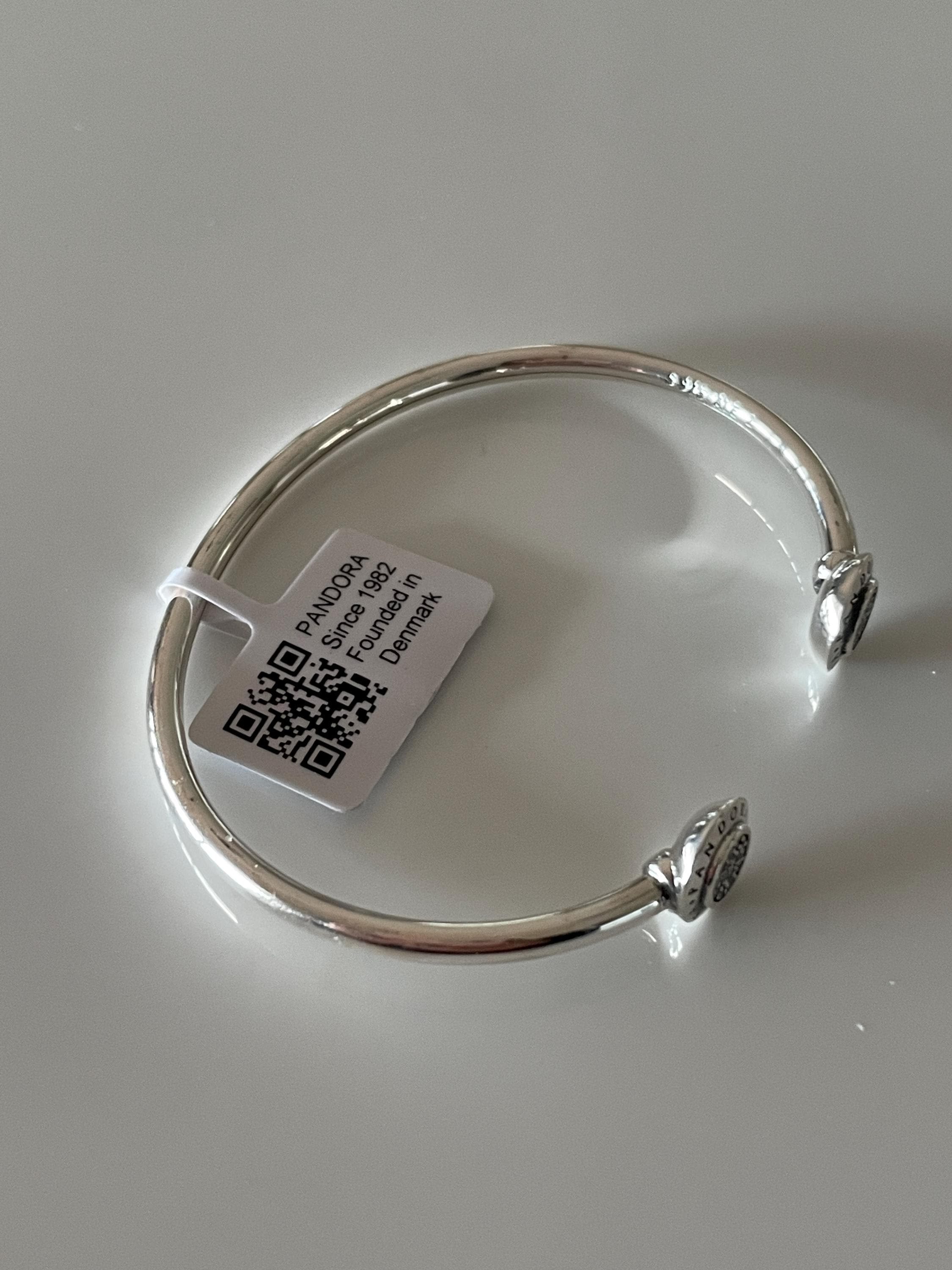 Genuine PANDORA Logo Pave Open Bangle 590528CZ Sterling