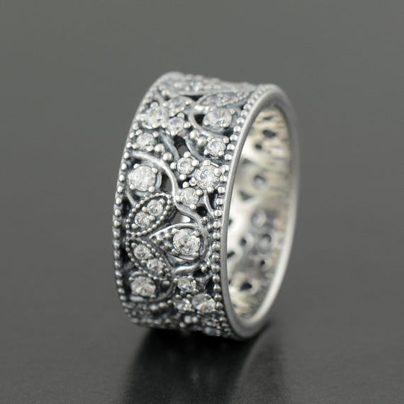 Genuine PANDORA Shimmering Leaves Ring 190965CZ Sterling Silver Cz