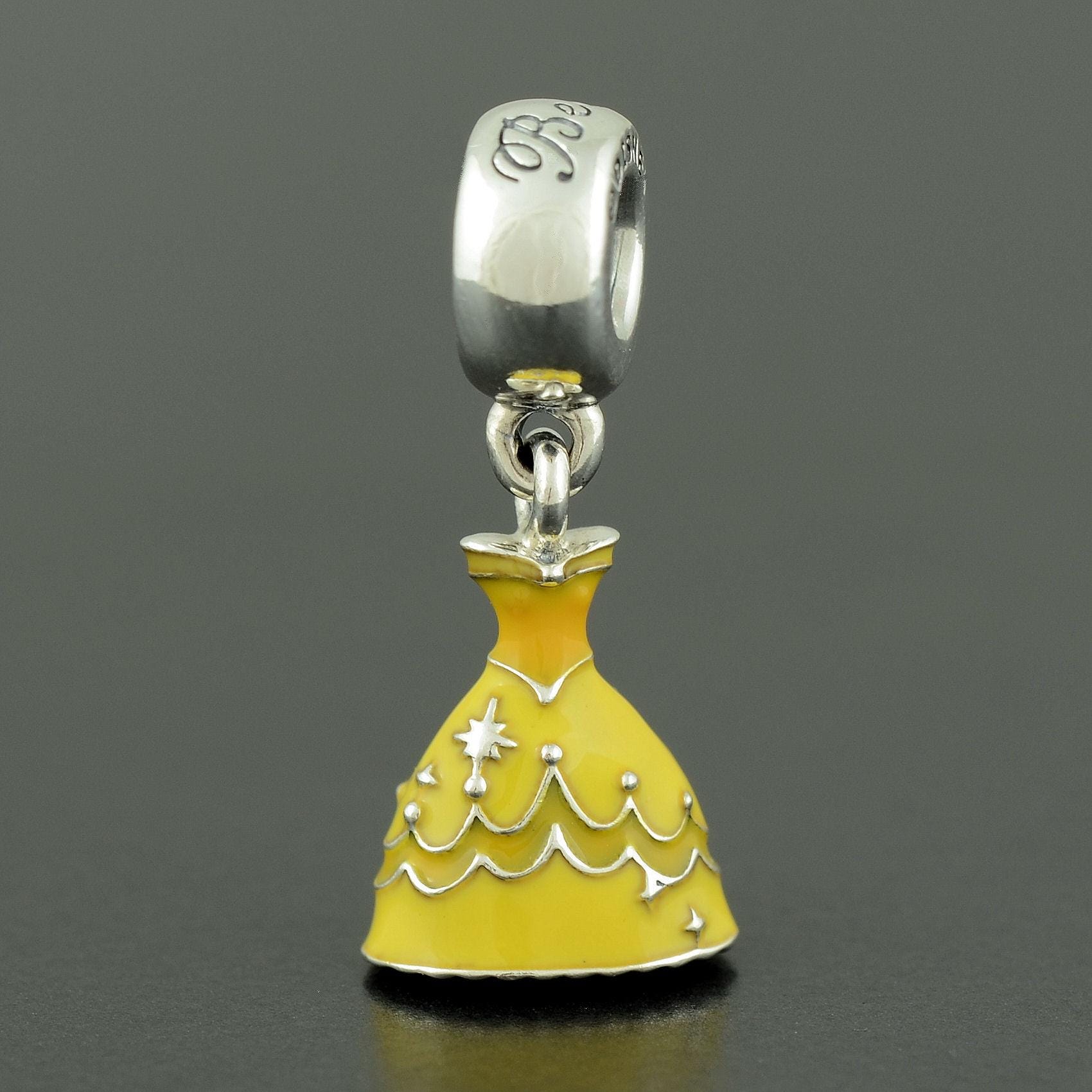Genuine PANDORA Disney Belle Dress Dangle Charm 791576ENMX