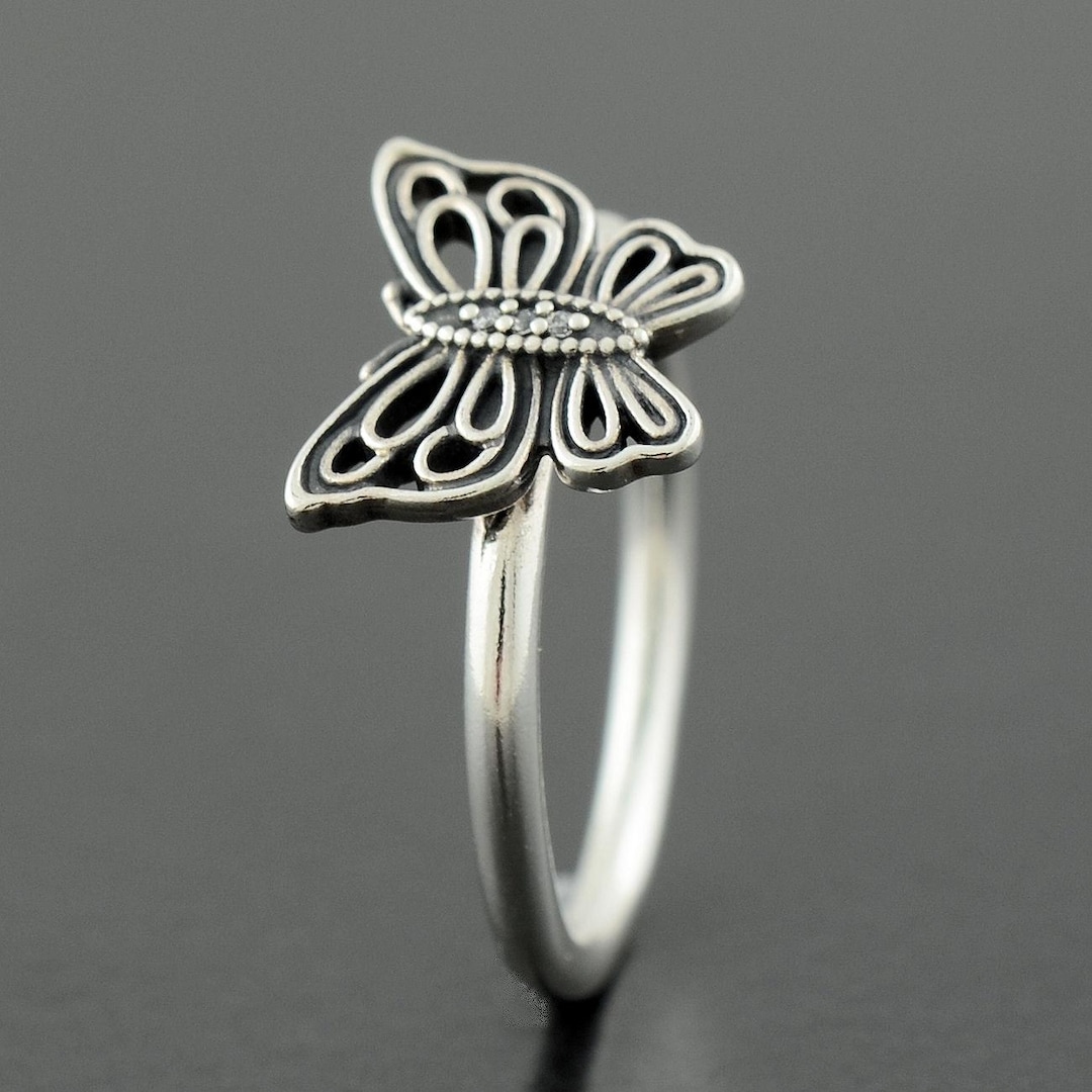 Véritable bague papillon vintage PANDORA 190901CZ en argent