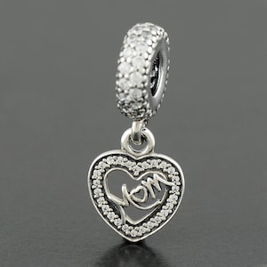 Genuine PANDORA Centre Of My Heart Mum Mom Dangle Charm 791521CZ Sterling Silver New RETIRED Comes with PANDORA Gift Pouch Fast Postage
