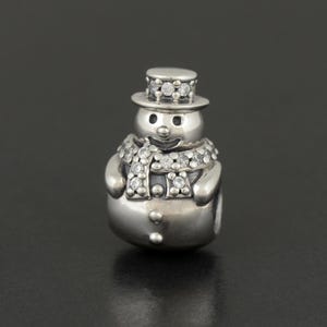 Genuine PANDORA Snowman Charm 792001CZ Sterling Silver New RETIRED Comes with PANDORA Gift Pouch Fast Postage