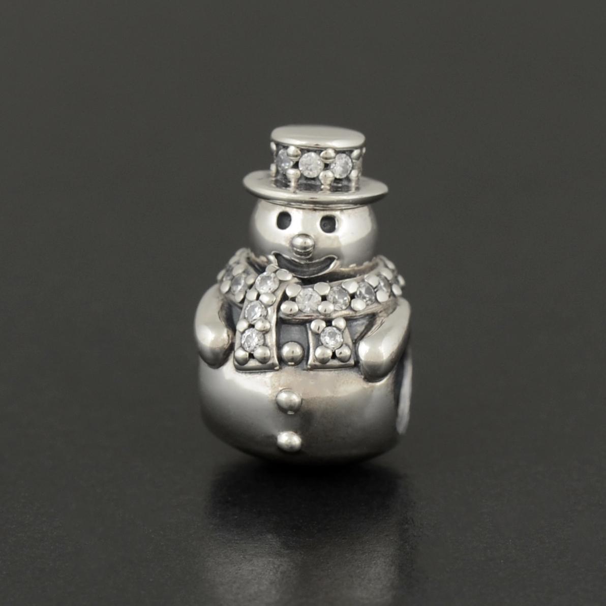 Genuine PANDORA Snowman Charm 792001CZ Sterling Silver New