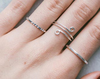 Stacking Sterling Silver Ring, Handmade, Stacking ring, Choice of Silver, Light Gold, Hammered