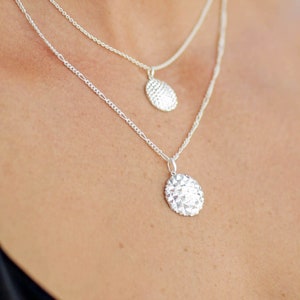 Pyramid Style Round Sterling Silver / Light Gold Pendant NEW COLLECTION 2020