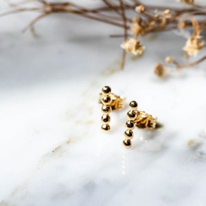Bubble Collection Stud Earrings / Sterling Silver, Light Gold Handmade, Minimalist