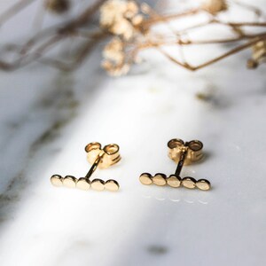 Bubble Collection Stud Earrings / Sterling Silver, Light Gold Handmade, Minimalist