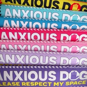 ANXIOUS Dog, please respect my SPACE. Warning leash sleeves for nervous dogs.