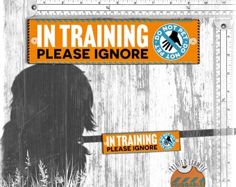 In TRAINING, please IGNORE, do not pet. Warning leash sleeves for dog training.