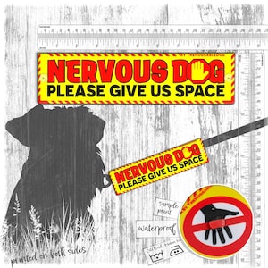 Cão NERVOSO, por favor, dê-nos ESPAÇO. Aviso: coleiras com mangas para cães nervosos.