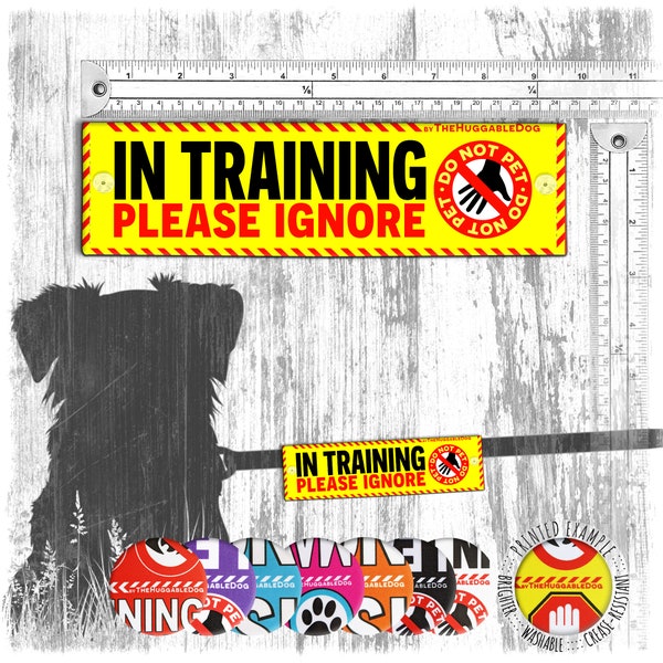 In TRAINING, please IGNORE, do not pet. Warning leash sleeves for dog training.