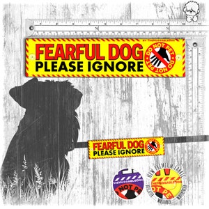 FEARFUL dog, please ignore, do not pet. Warning leash sleeves for anxious, shy or nervous dogs.
