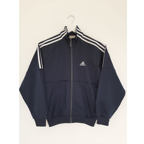 Vintage Adidas 3 stripes sports jacket dark blue XS