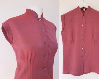 Vintage pink cheongsam sleeveless button up small